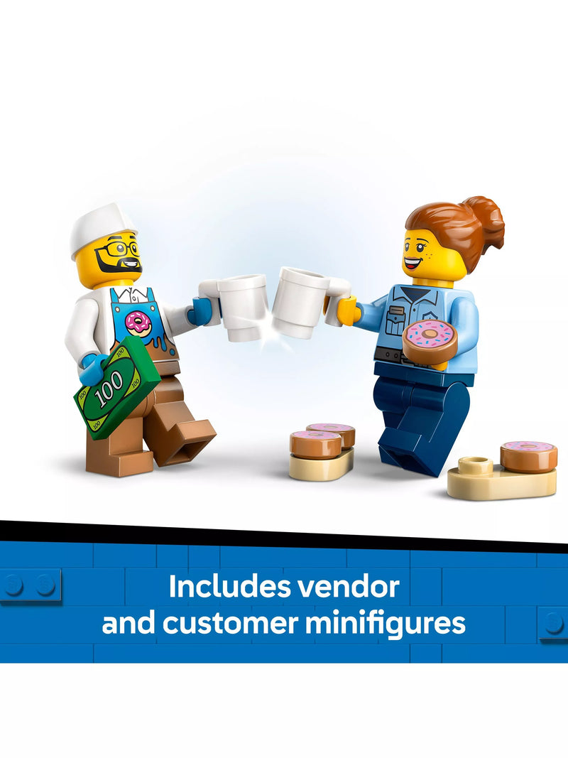 LEGO City Doughnut Truck Toy Set with 2 minifigures, UK version
