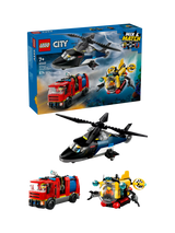 John Lewis LEGO City Helicopter, Fire Engine & Submarine Remix Building Toy Set 60462- Buy online at McGrocer