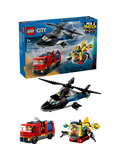 LEGO City building set with helicopter, fire engine, and submarine, UK version