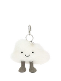 Jellycat cloud bag charm with stitched smile and silver clip, UK version