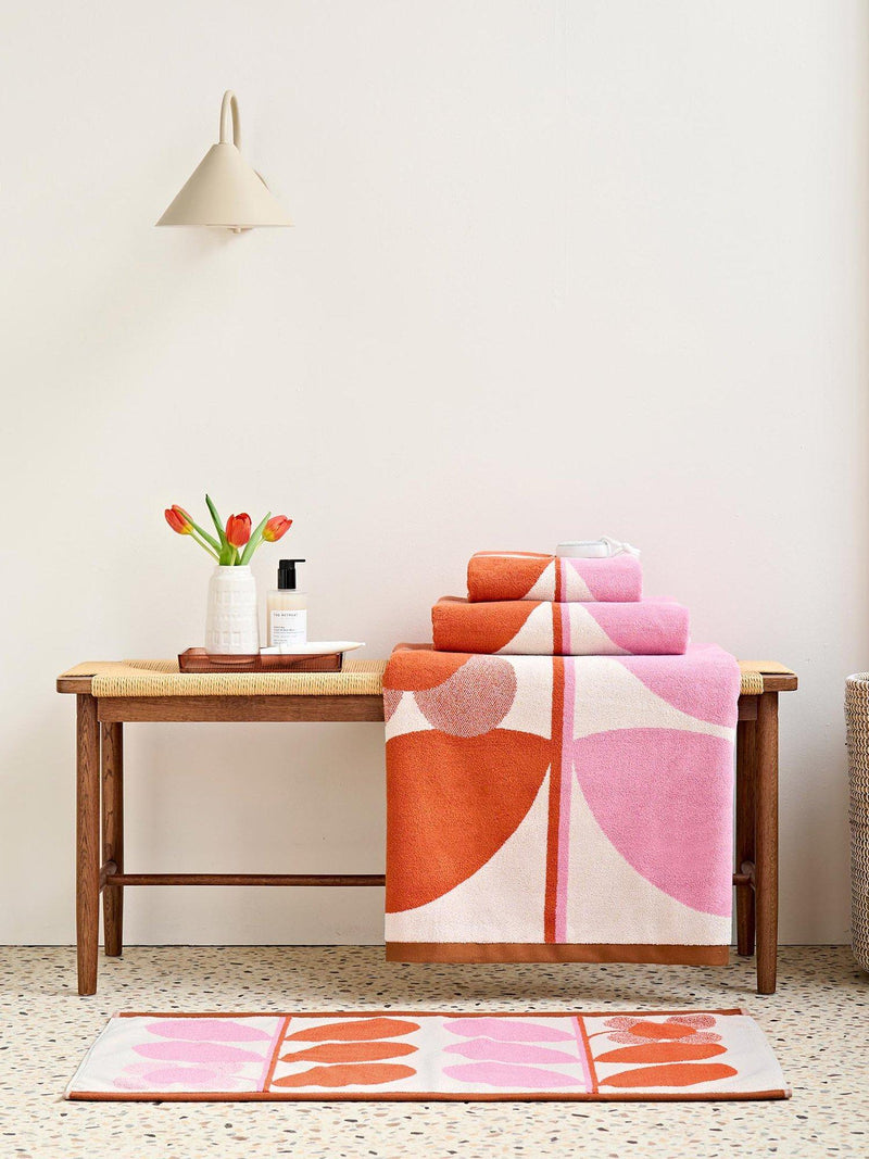 Orla Kiely stem bloom bath mat blush, imported from the UK