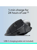 Logitech MX ERGO S graphite wireless trackball mouse, UK version