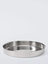 John Lewis John Lewis Hammered Stainless Steel Round Tray, 32cm, Silver- Buy online at McGrocer