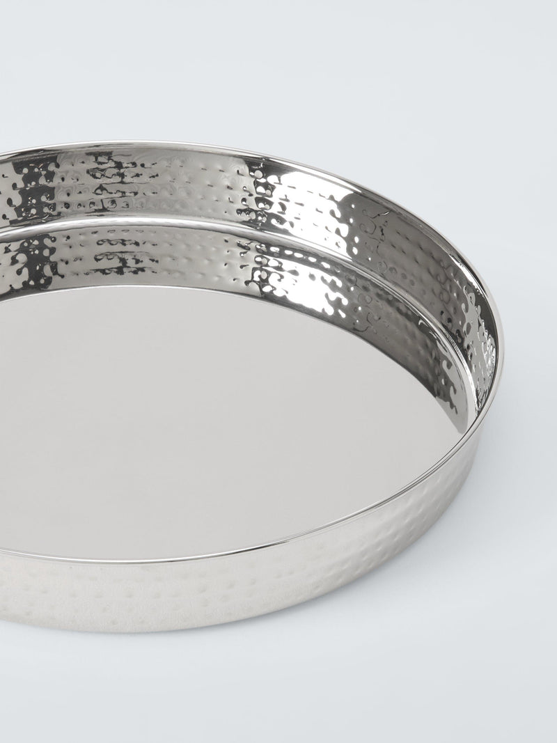 John Lewis hammered stainless steel round tray 32cm - British product