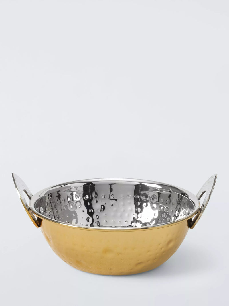 John Lewis gold hammered stainless steel balti serving dish 14cm, imported from the UK