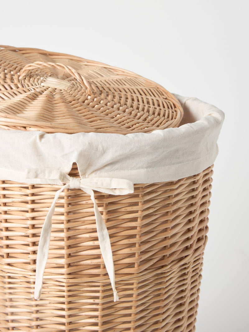 John Lewis round wicker laundry basket with cotton liner, UK version