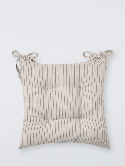 John Lewis John Lewis Stripe Seat Pad Natural 41 x 41cm- Buy online at McGrocer