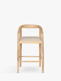 nkuku Anbu counter chair natural mango wood linen seat, UK version