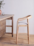 nkuku Anbu counter chair natural mango wood linen seat, UK version
