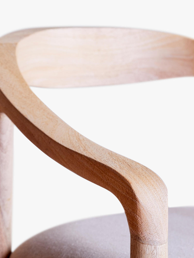 nkuku Anbu counter chair natural mango wood linen seat, UK version