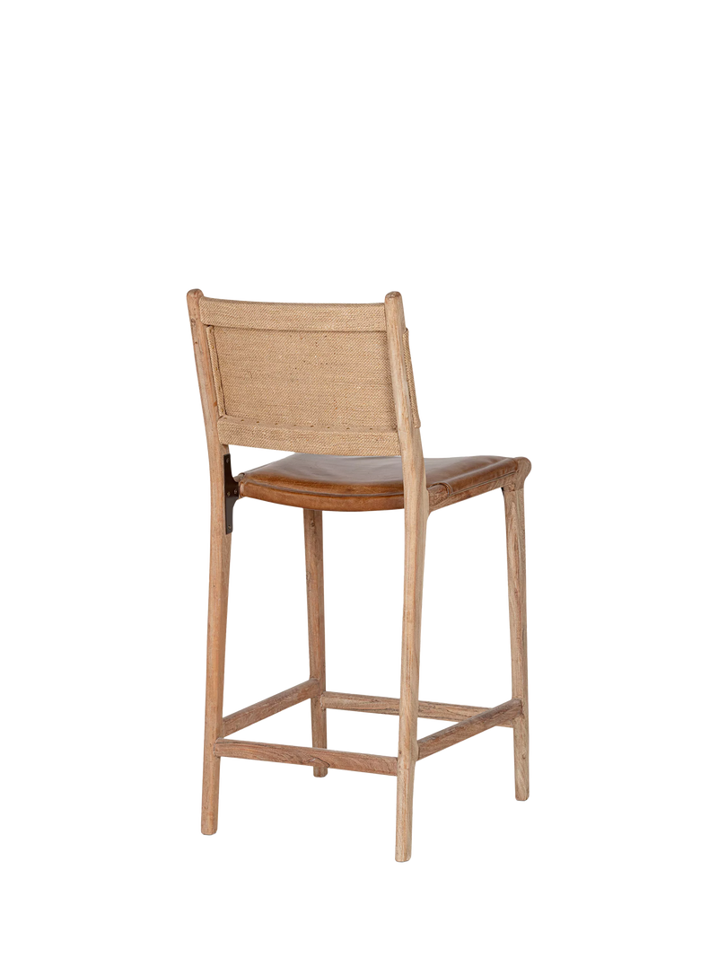 nkuku Nayan counter chair in tan buffalo leather, imported from the UK