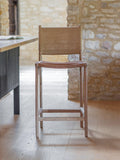 nkuku Nayan counter chair in tan buffalo leather, imported from the UK