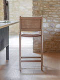 nkuku Nayan counter chair in tan buffalo leather, imported from the UK