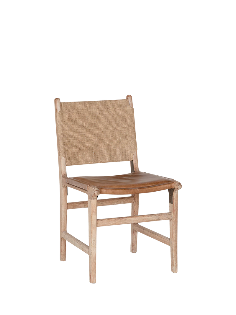 nkuku Nayan dining chair in tan, imported from the UK