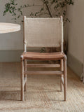 nkuku Nayan dining chair in tan, imported from the UK