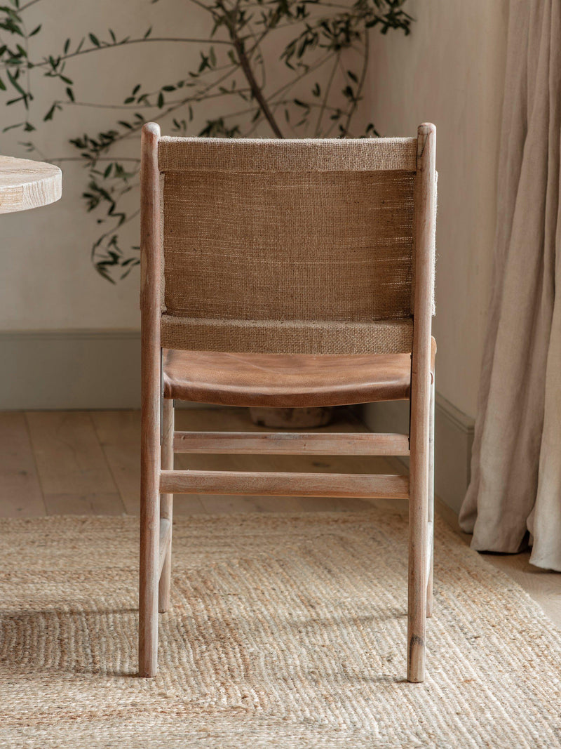 nkuku Nayan dining chair in tan, imported from the UK