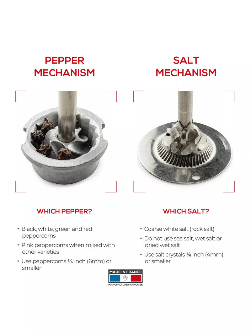 Peugeot Night Chic salt and pepper mills 12cm matt black, imported from the UK