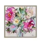 John Lewis John Lewis Anna Cher 'Blossoms Whispers' Framed Canvas Print, Pink/Green, 86 x 86cm- Buy online at McGrocer
