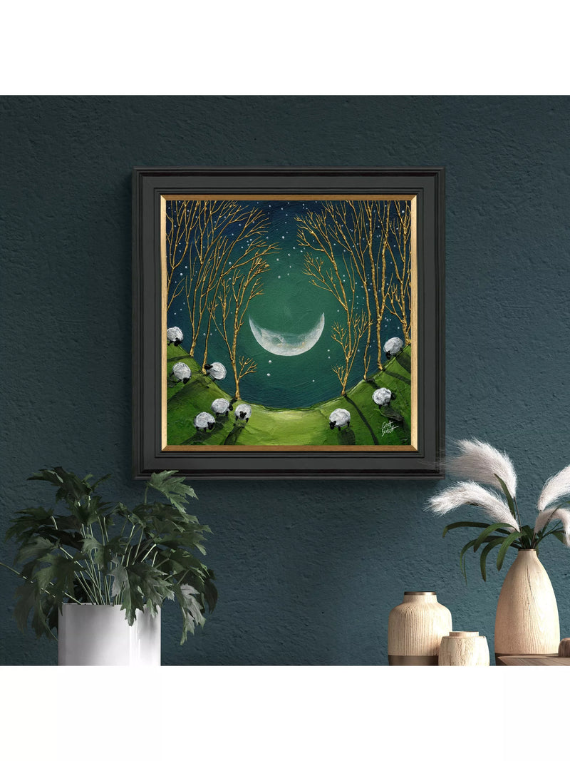 John Lewis Geoff Beckett 'Raincatcher' framed print, green and gold, 59 x 59cm, UK version