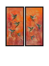 John Lewis John Lewis Laure Bury 'Nature's Realm I' Framed Wall Art, Set of 2, 103.5 x 48.5cm, Orange/Green- Buy online at McGrocer