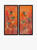 John Lewis Laure Bury 'Nature's Realm I' framed print, set of 2, 103.5 x 48.5cm, orange/green, UK version