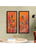 John Lewis Laure Bury 'Nature's Realm I' framed print, set of 2, 103.5 x 48.5cm, orange/green, UK version