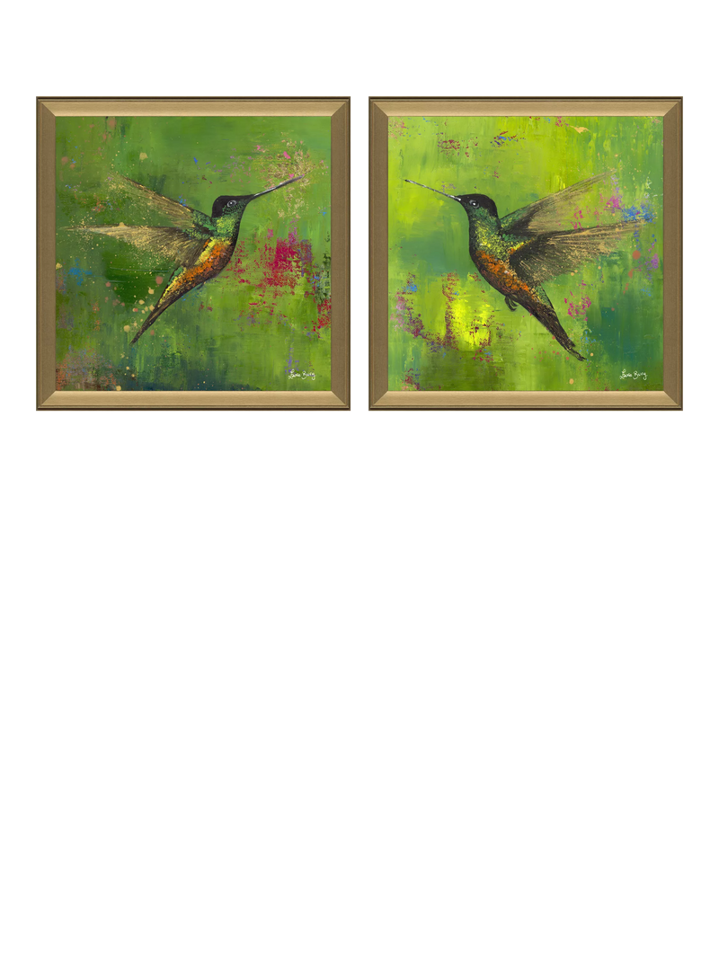 John Lewis framed print set Nature's Realm I green 55x55cm, imported from the UK