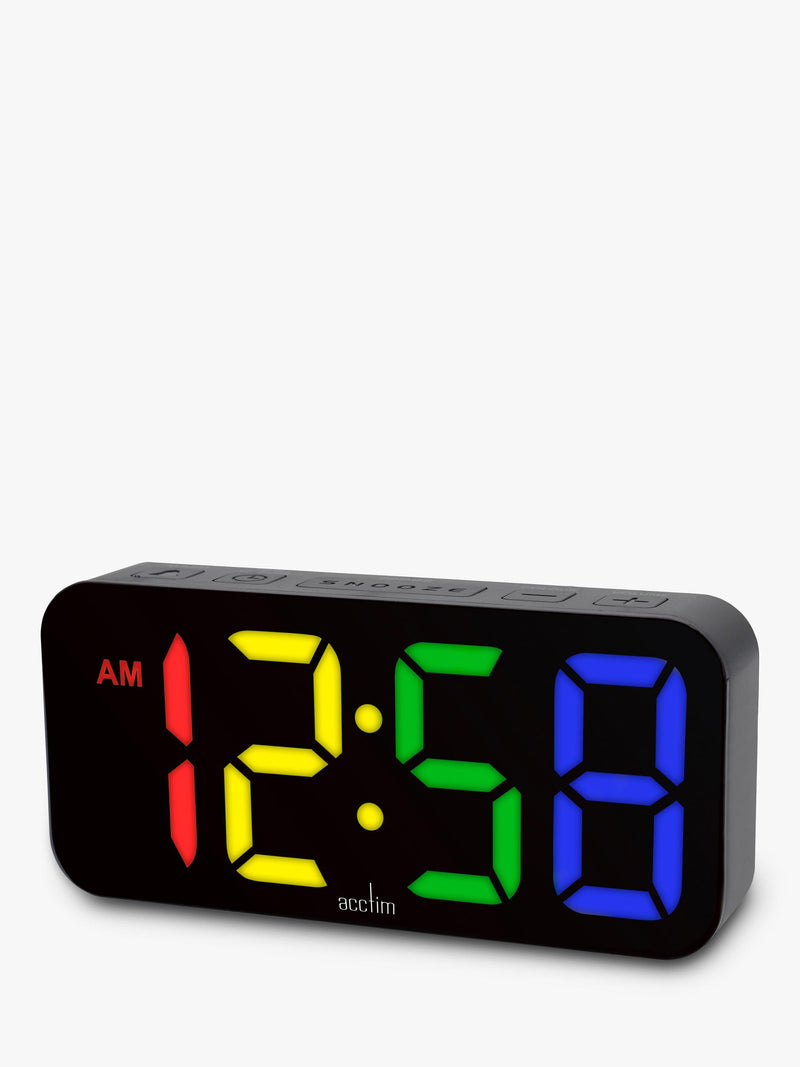 Acctim LED colour changing digital alarm clock black (British brand)
