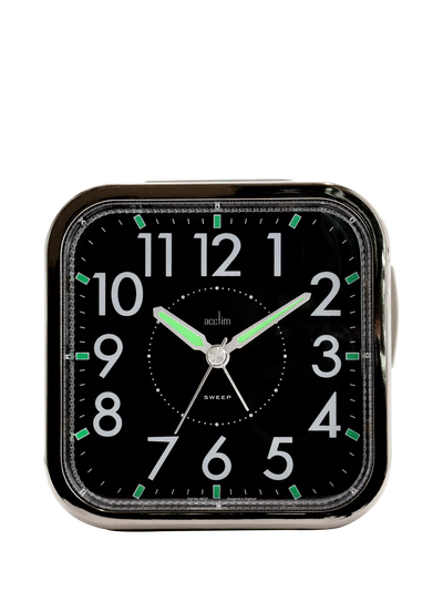 John Lewis Acctim Analogue Square Alarm Clock Black- Buy online at McGrocer