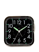 John Lewis Acctim Analogue Square Alarm Clock Black- Buy online at McGrocer