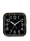 Acctim analogue square alarm clock black with luminous hands (British brand)