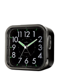 Acctim analogue square alarm clock black with luminous hands (British brand)