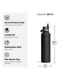 Hydro Flask drinks bottle flip straw 621ml - British product