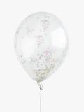 Silver and Iridescent Confetti-Filled Latex Balloons Pack of 5