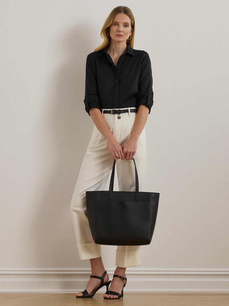 Ralph Lauren Cameryn large pebbled leather tote bag - British product