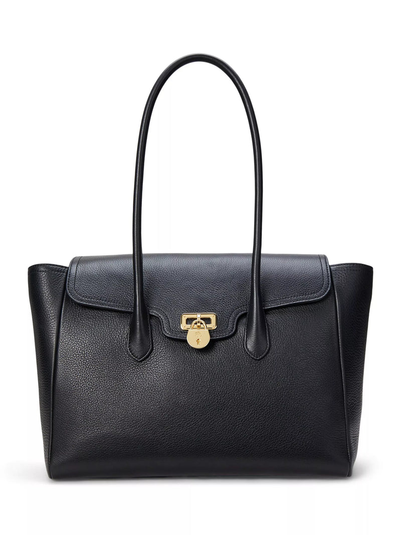 Ralph Lauren Tanner Large Pebbled Leather Satchel Tote