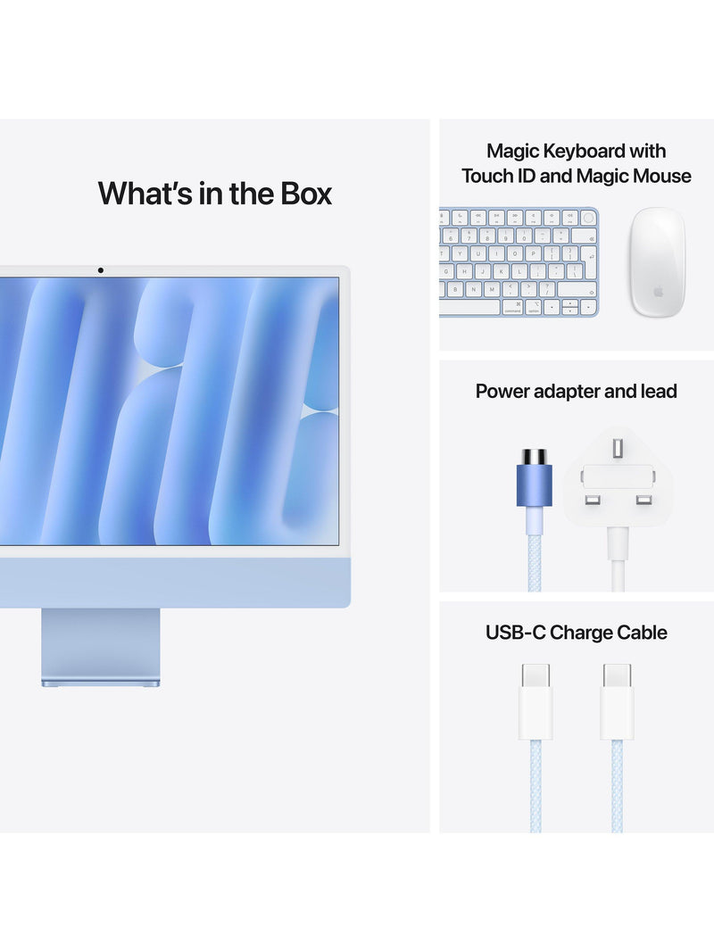 Apple iMac 24-inch all-in-one M4 16GB 256GB Blue, imported from the UK