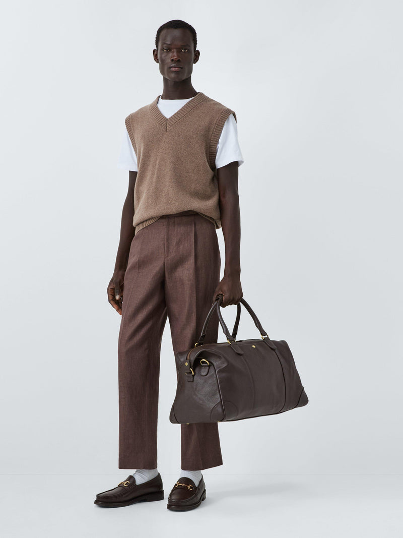 John Lewis leather weekender bag large, imported from the UK