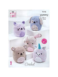King Cole Yummy Toys crochet pattern 4 pages, imported from the UK