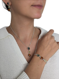 Be-Jewelled Baltic amber three stone pendant necklace sterling silver, UK version