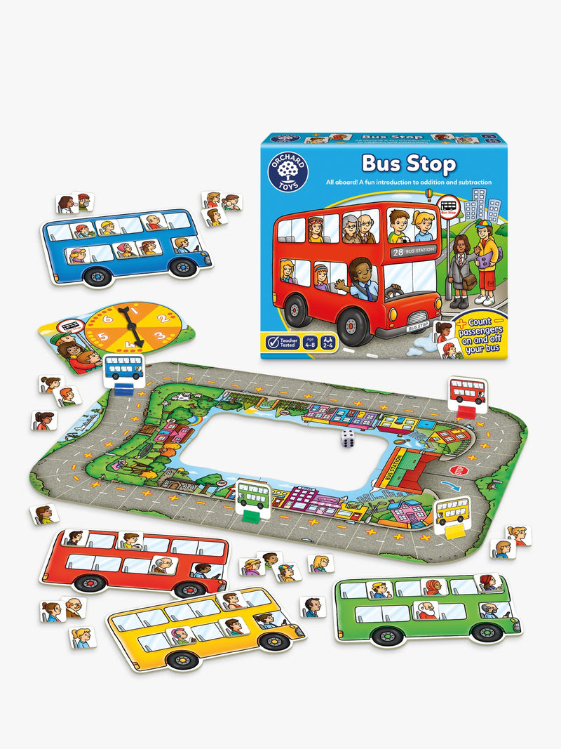 Orchard Toys Bus Stop Maths Game board game, imported from the UK