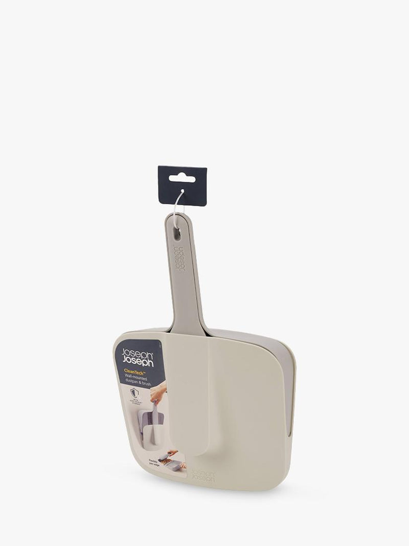 Joseph Joseph wall mounted dustpan and brush, stone, UK version