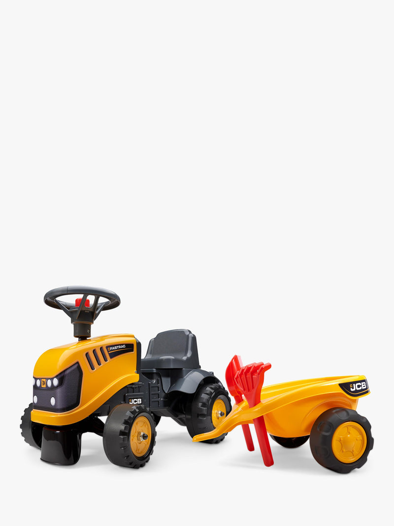 Mookie JCB ride-on toy tractor with trailer (British brand)