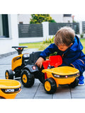 Mookie JCB ride-on toy tractor with trailer (British brand)