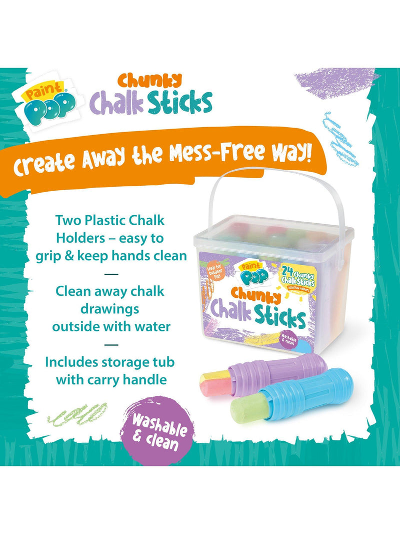 Paint Pop chunky chalk sticks 24 pack, imported from the UK