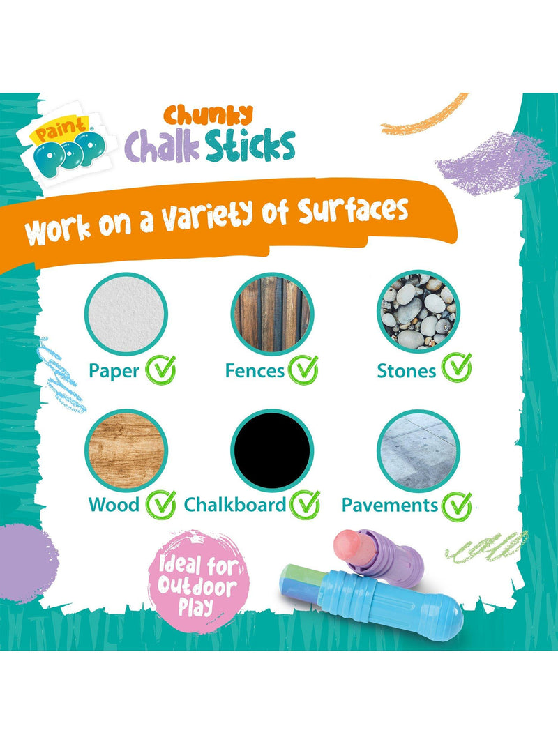 Paint Pop chunky chalk sticks 24 pack, imported from the UK