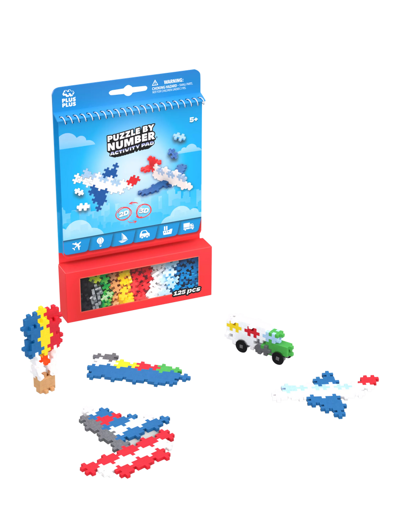 Plus-Plus Puzzle by Number Transportation Activity Pad 125 pieces (British brand)