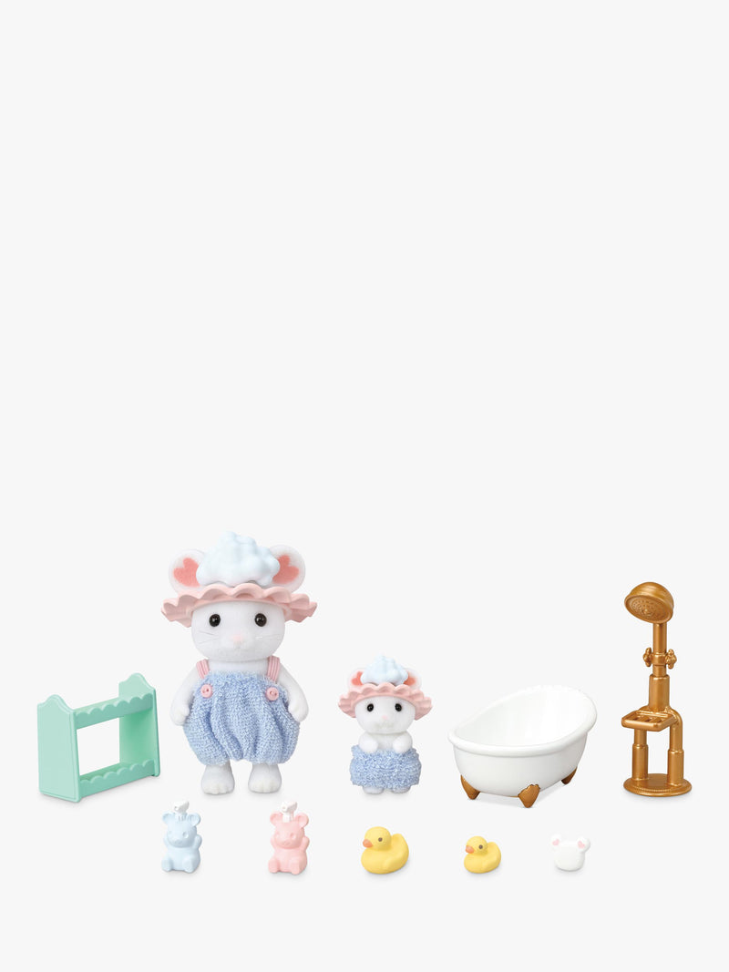 Sylvanian Families Bath Time Bubble Siblings set with Marshmallow Mouse figures - British product