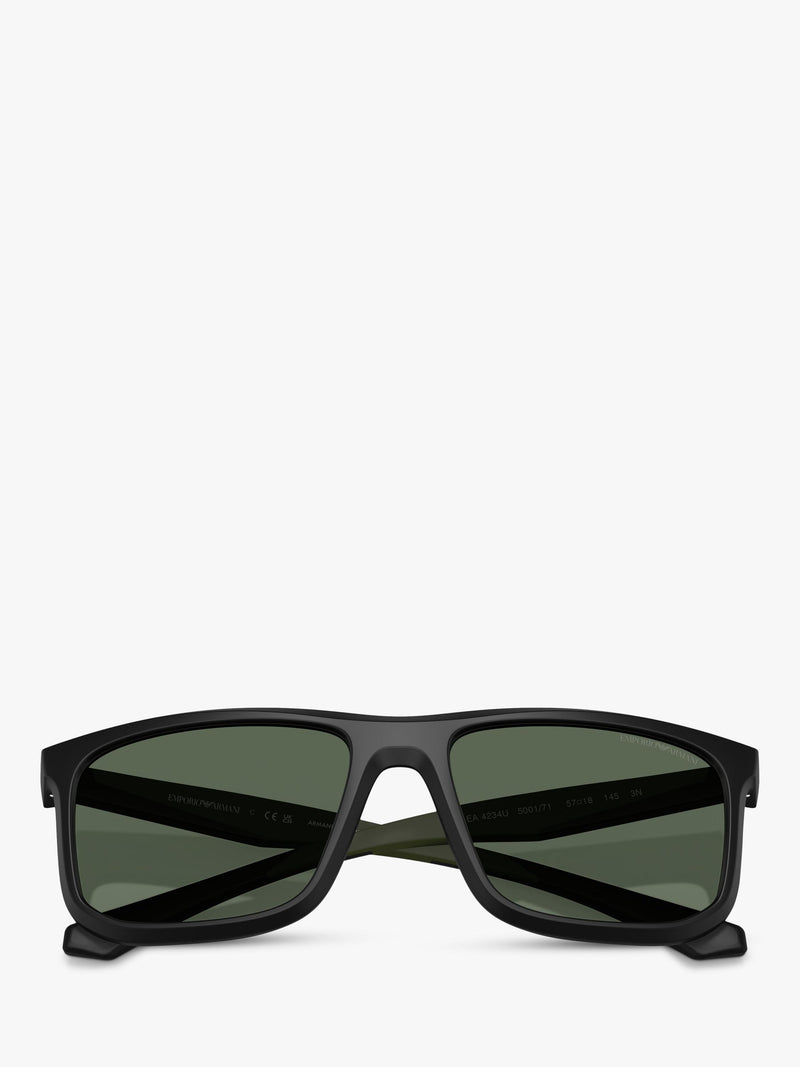 Emporio Armani men's square sunglasses matte black 57mm (British brand)