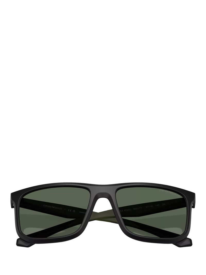 Emporio Armani men's square sunglasses matte black 57mm (British brand)